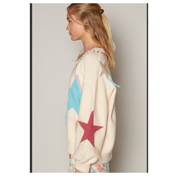 $40 start 332 ⬇️Pretty POL V neck star sweater - Picture 7 of 10